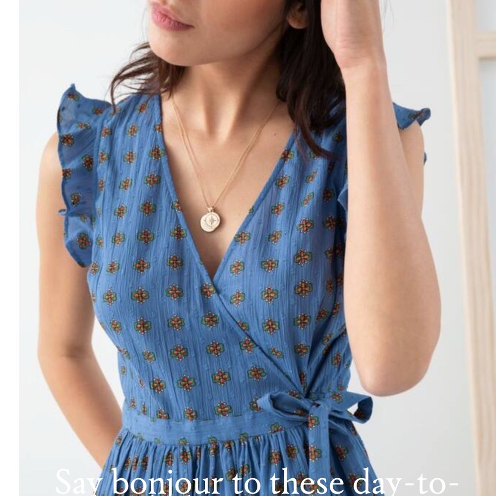 & Other Stories Blue Floral Maxi Wrap Dress